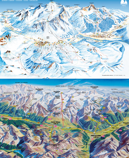 Ski map e Cartina estiva Ski map e Cartina estiva